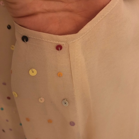 Boutique Cream Swing Dress with Rainbow Sequins π - Picture 2 of 7